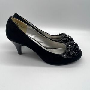 Mix It Faux Suede Heels Ruffles Embellished with Studs Size 8M